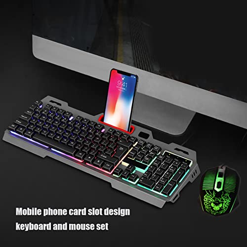 Vikye Wired Gaming Keyboard and Mouse Combo, 104 Keys RGB Backlit Ergonomically Mechanical Gaming Keyboard, Wired USB Gaming Keyboard Mouse Set