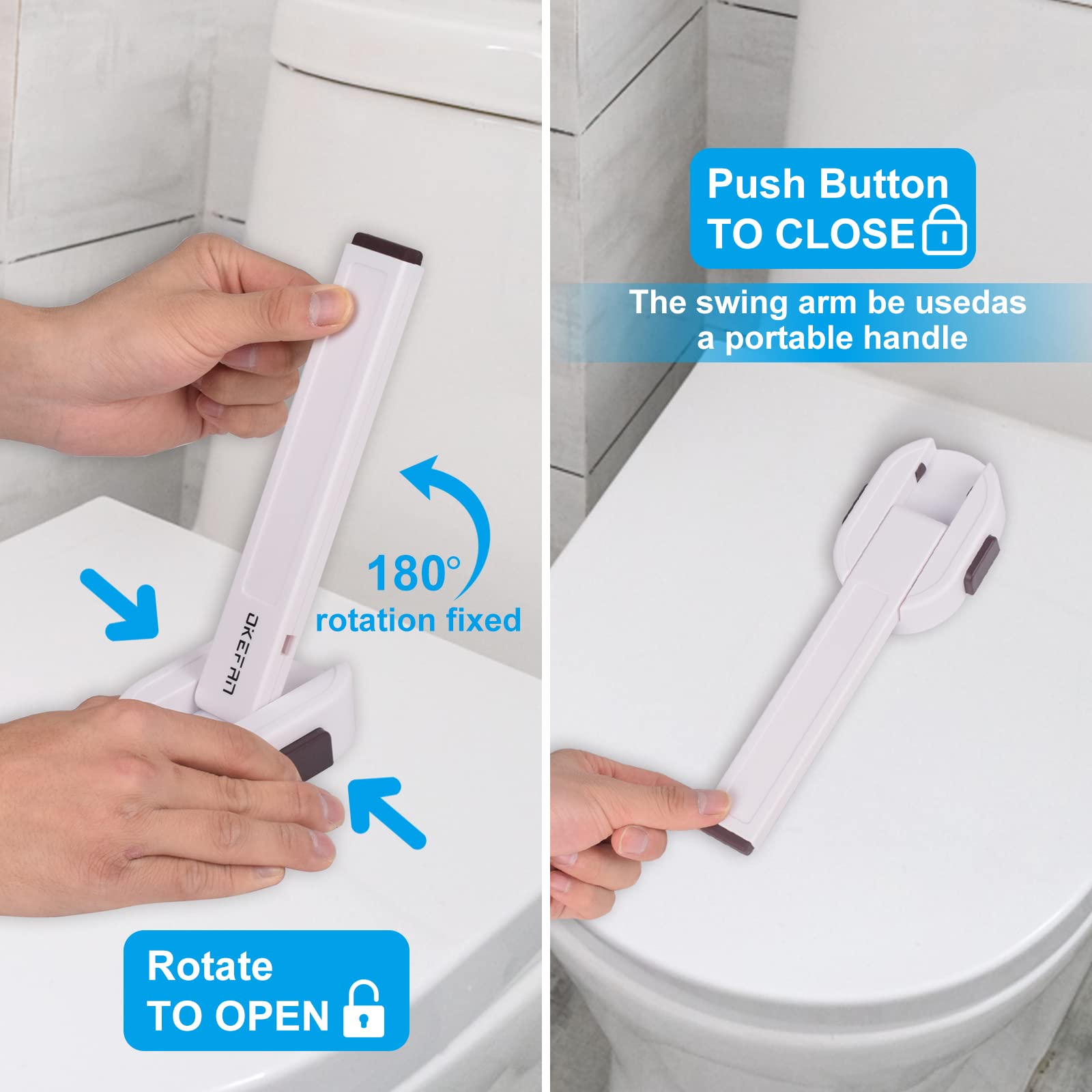 Toilet Locks Baby Proof - OKEFAN Toilet Seat Lock Child Safety for Toddlers Adhesive Kids Proofing Toilet Lid Lock Easy to Install No Drill Needed (1)