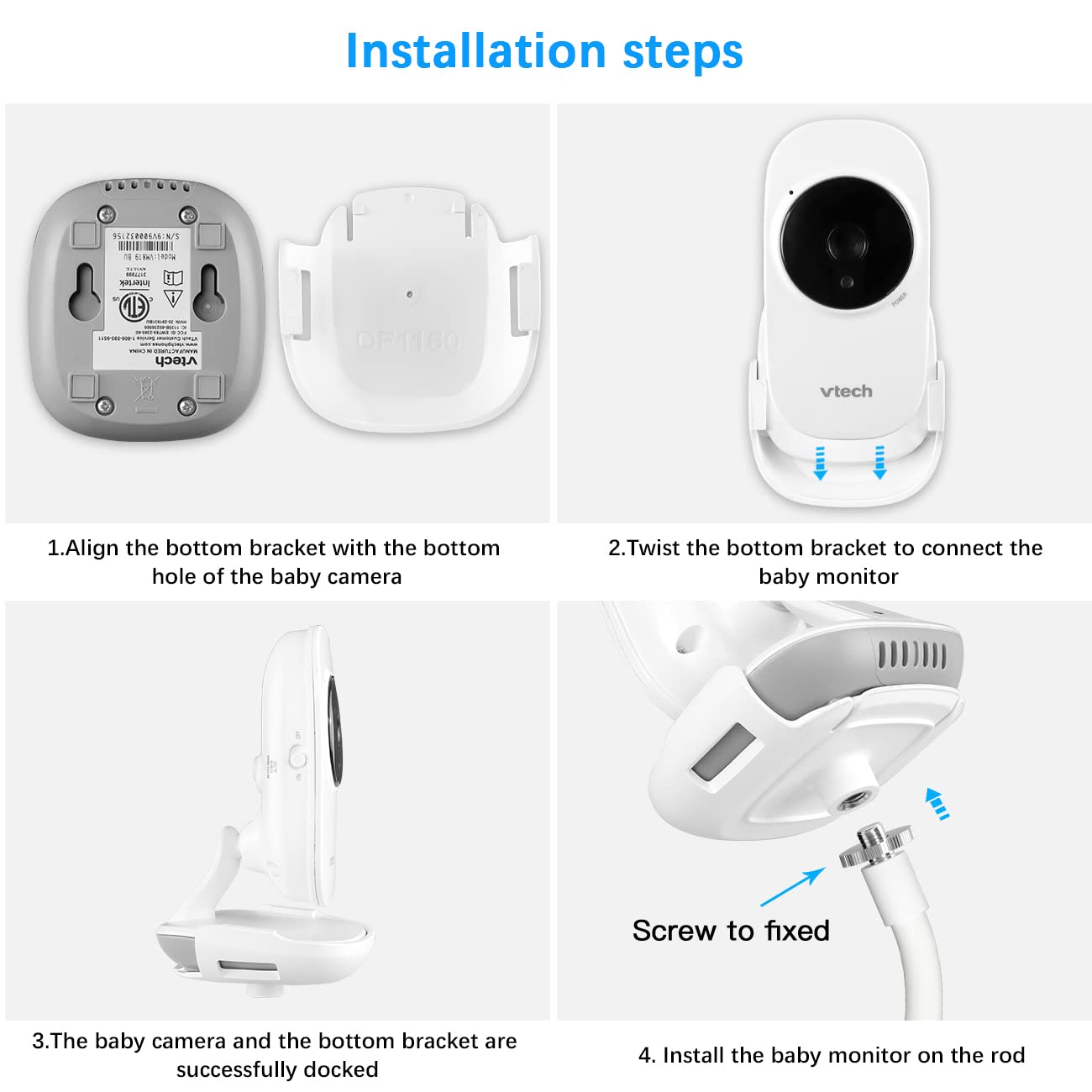 OkeMeeo Baby Monitor Mount for VTech VM819 and VM3252 Baby Monitor (15.7 in Gooseneck Universal Camera Mount Clamp No Drill)