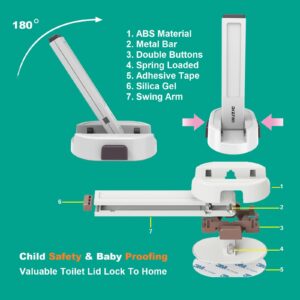 Toilet Locks Baby Proof - OKEFAN Toilet Seat Lock Child Safety for Toddlers Adhesive Kids Proofing Toilet Lid Lock Easy to Install No Drill Needed (1)