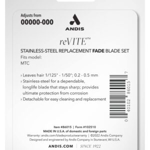 Andis 86015 reVITE Fade Clipper Replacement Stainless Steel Blade