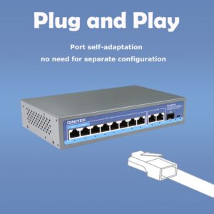 8 Port Ethernet Unmanaged POE+ Switch, 2 Uplink Gigabit Ports, 1*1.25G SFP Port , 120W 802.3af/at ,Unmanaged Plug and Play, Desktop or Wall-Mounted Smart Ethernet Switch