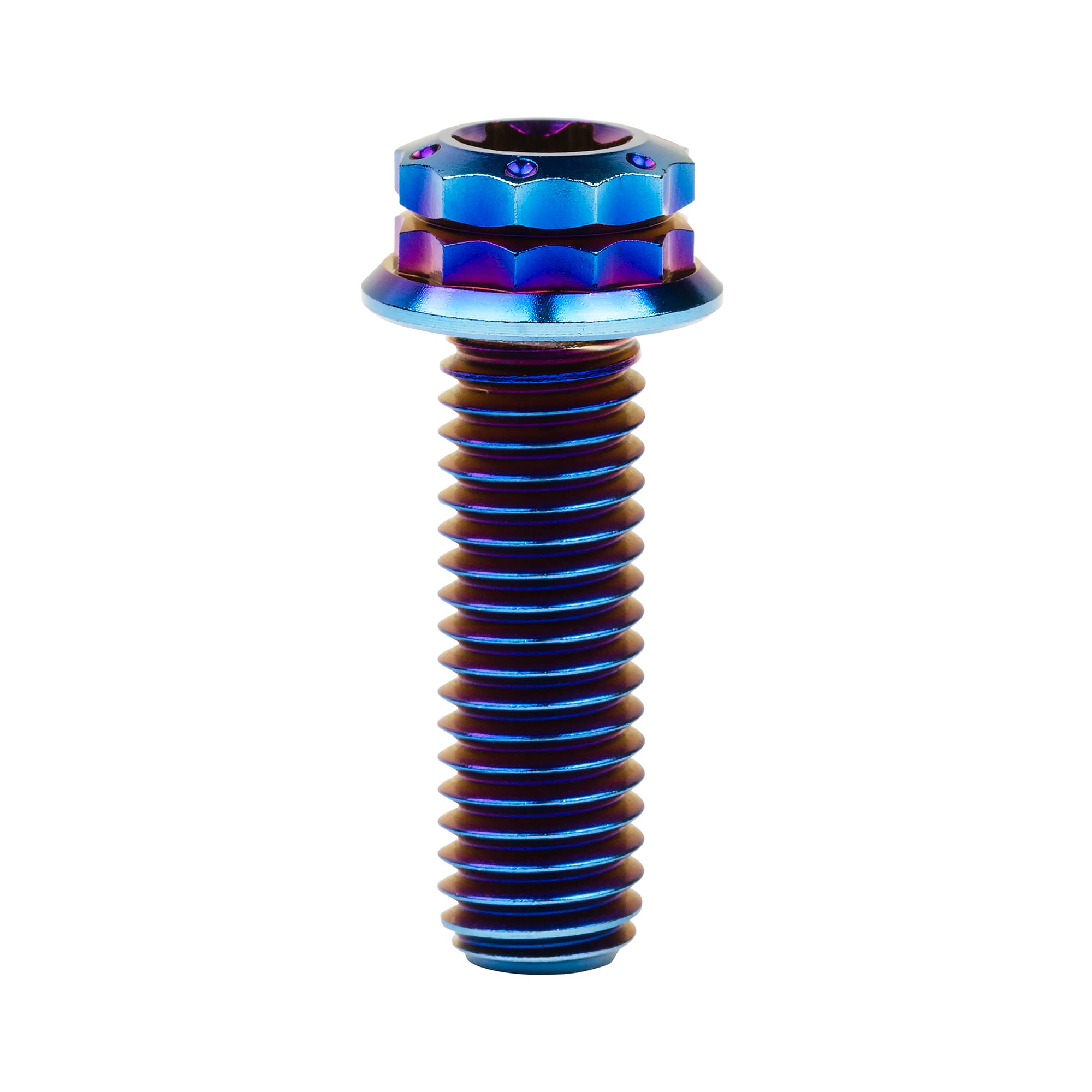 Wanyifa Titanium Flange 12 Point Head M8 x15 20 25 30 35 40 45 50 55 60 65mm Screw Bolt Pack of 4 (M8x25mm, Burning Blue)