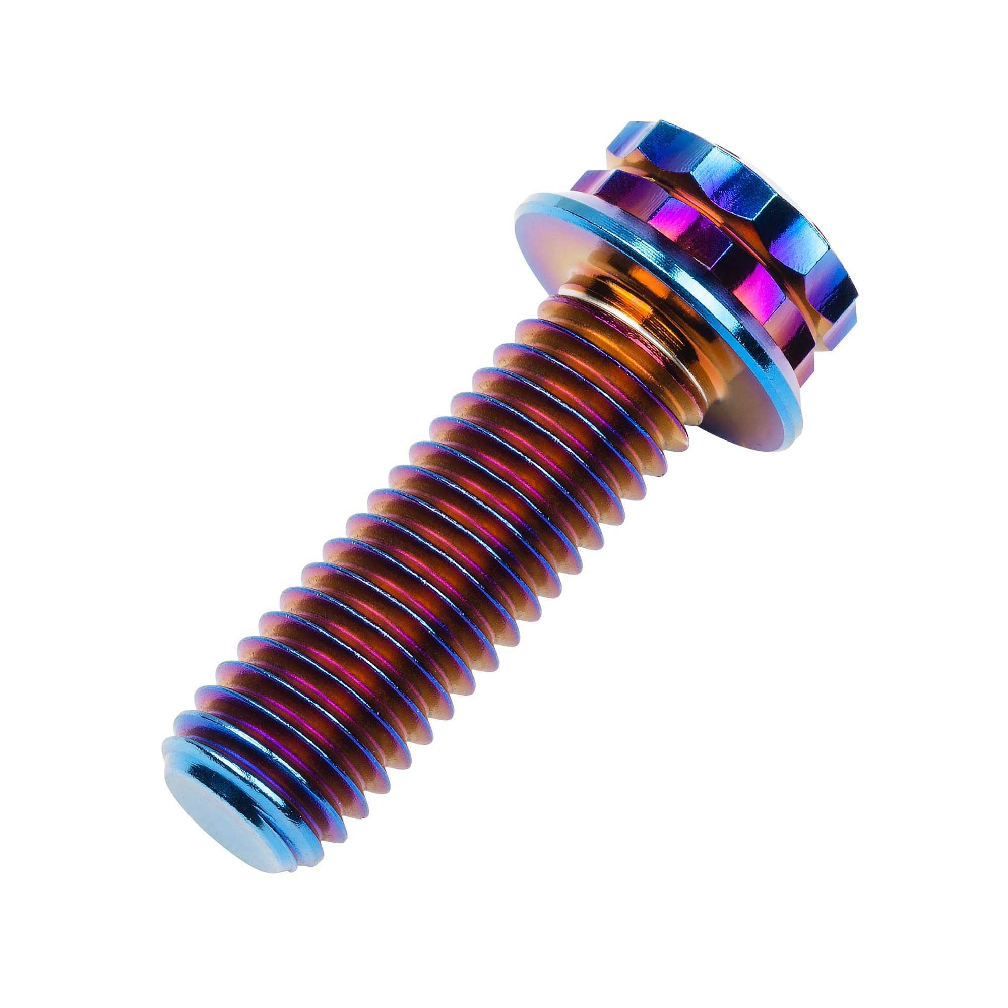 Wanyifa Titanium Flange 12 Point Head M8 x15 20 25 30 35 40 45 50 55 60 65mm Screw Bolt Pack of 4 (M8x25mm, Burning Blue)