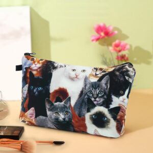 Cosmetic Bags for Women Small Cute Cats Makeup Bag for Purse Travel Toiletry Bag Accessories Organizer Zipper Pouch Gift Idea