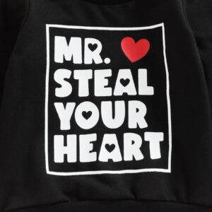 Eadrioss Toddler Baby Boys Girls Valentine's Day Outfit MR. Steal Your Heart Sweatshirt Spring Valentines Clothes Top