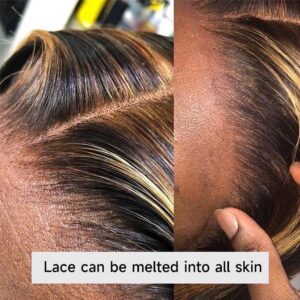 KeaBalo Highlight Ombre Lace Front Wigs Human Hair Pre Plucked with Baby Hair 13x4 Body Wave Frontal Wigs Human Hair 180% Density 4/27 Colored Honey Blonde Lace Front Wig for Women 22 Inch