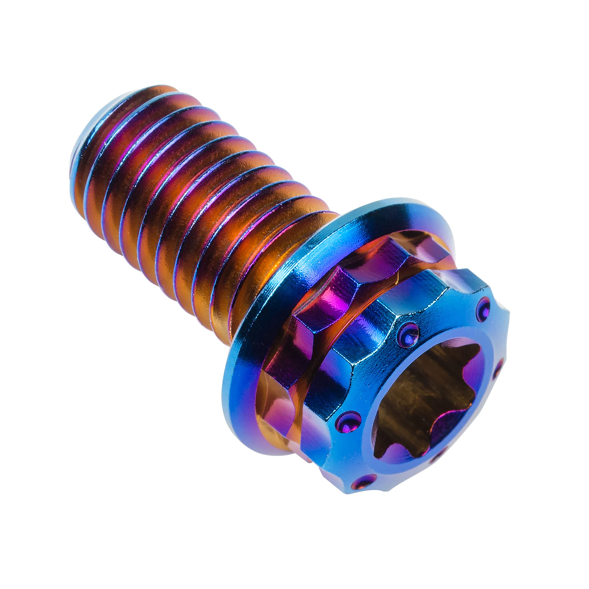 Wanyifa Titanium Flange 12 Point Head M8 x15 20 25 30 35 40 45 50 55 60 65mm Screw Bolt Pack of 4 (M8x15mm, Burning Blue)