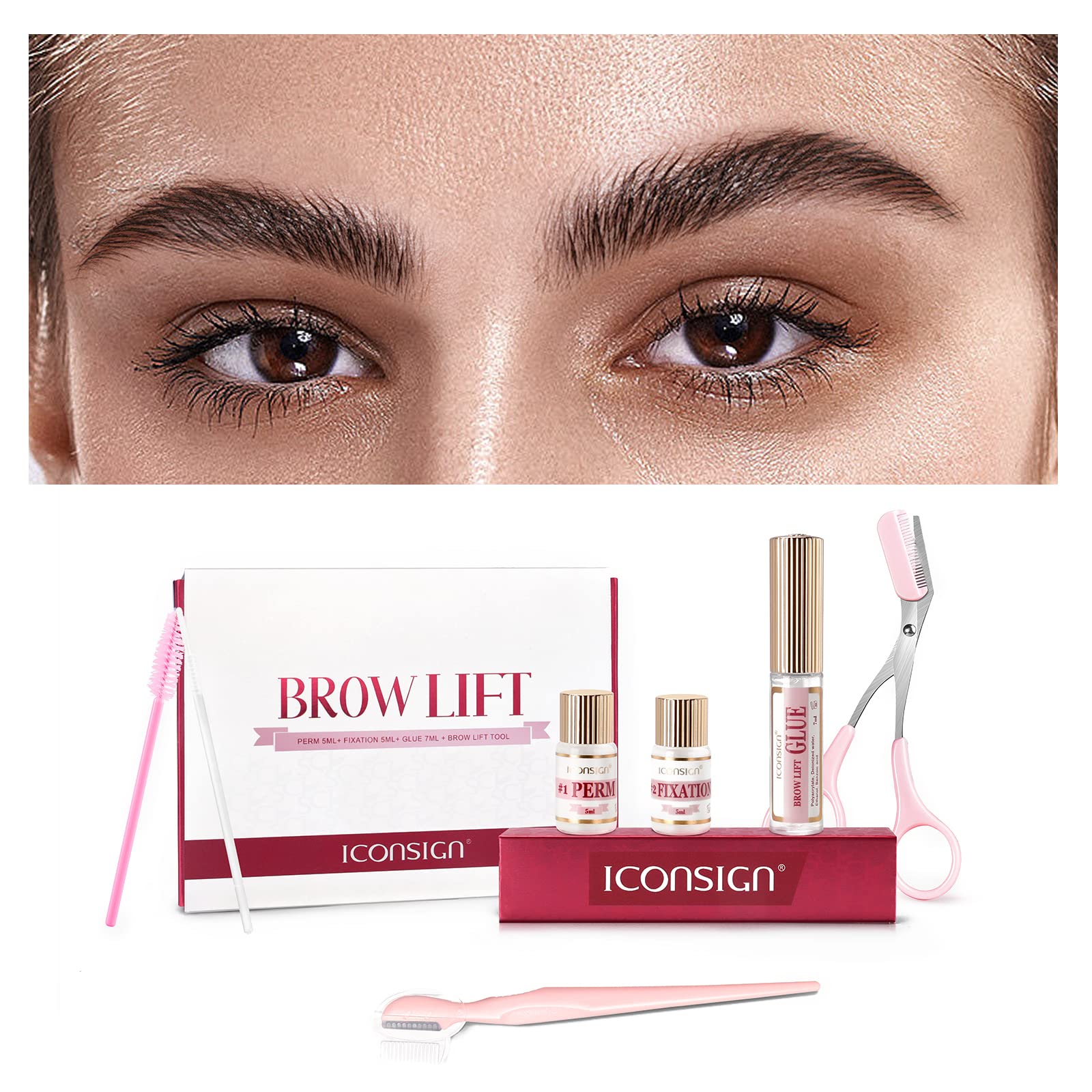 Brow Lamination Kit, ICONSIGN Eyebrow Lift Kit Professional Salon Result Create Fuller Eyebrows Look Lasts 8 Weeks, Suitable for Salon & Home Use