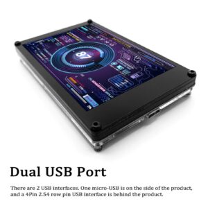 PC CPU HDD Data Monitor, 3.5in IPS Computer Temperature Display with Holder, Live Readouts GPU Internet Speed Weather Visual Theme Editor, USB Computer Temp Monitor for RasPi, for