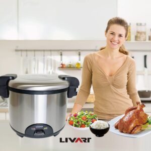 Commercial Rice Cooker, Warmer, 60 Cup Cooked / 30 Cup Uncooked, LIVART [L-60] [DURABLE & SPACIOUS] Strongly Built and Quality Bulk Rice Cooking for Restaurants/Catering/Hotels - Stainless Steel