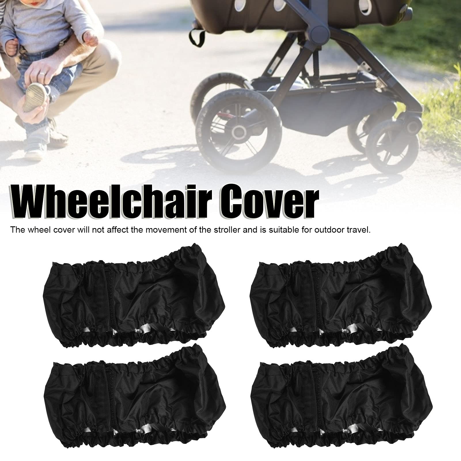 Wheelchair Cover, Baby Stroller Wheel Cover Hand Washable for Wheelchairs for Strollers for Outdoor Travel Fit for 4.7-5.5 Inch Dia Wheels