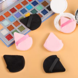 Pimoys 6 Pieces Powder Puff Face Makeup Sponge Soft Velour Triangle Powder Puffs for Loose Powder Setting Powder Cosmetic Foundation Beauty Sponge, Stocking Stuffers Gift for Women (Black, Pink)