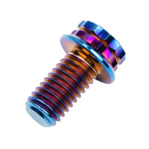 Wanyifa Titanium Flange 12 Point Head M8 x15 20 25 30 35 40 45 50 55 60 65mm Screw Bolt Pack of 4 (M8x15mm, Burning Blue)