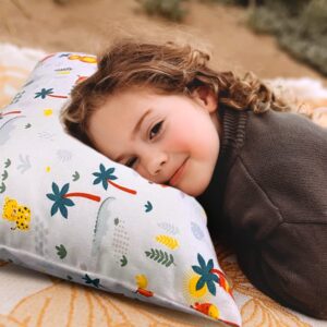 Via La Vie My Dream Pillow Small Toddler Pillow with Pillowcase - 100% Cotton Fabric with Polyester Fill Hypoallergenic Sleeping Pillow for Kids - Machine Washable, 13x18 Inches