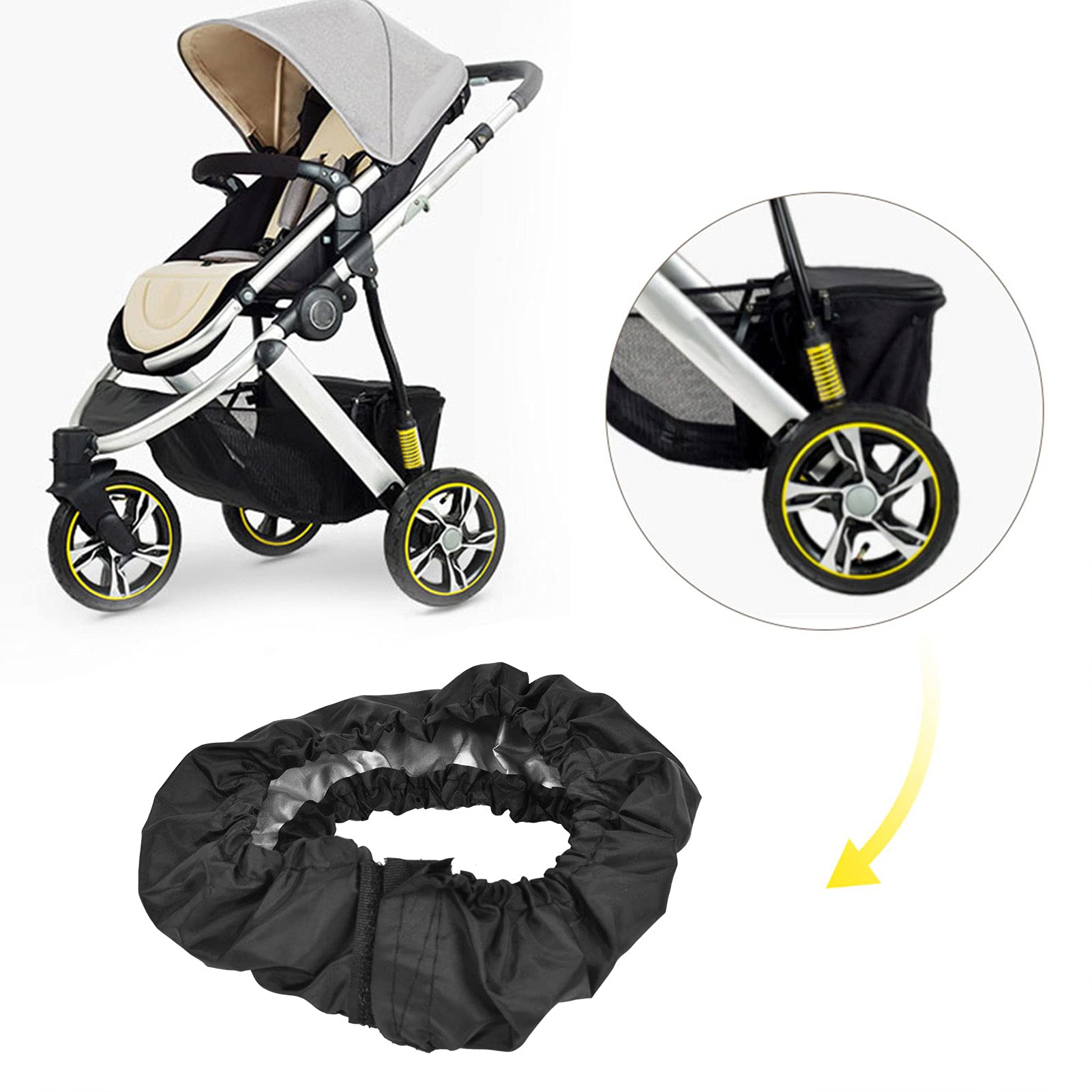 Wheelchair Cover, Baby Stroller Wheel Cover Hand Washable for Wheelchairs for Strollers for Outdoor Travel Fit for 4.7-5.5 Inch Dia Wheels