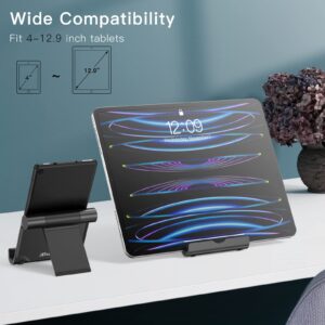 JETech Tablet Stand, Adjustable Portable Desktop Holder, Foldable Dock for iPad/iPad Pro/Air/Mini, Galaxy Tab A8/A7 Lite/A7/S8/S7, Kindle, Tab/Phones(4-13"), Black