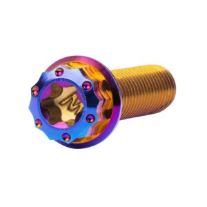 Wanyifa Titanium Flange 12 Point Head M8 x15 20 25 30 35 40 45 50 55 60 65mm Screw Bolt Pack of 4 (M8x25mm, Burning Blue)