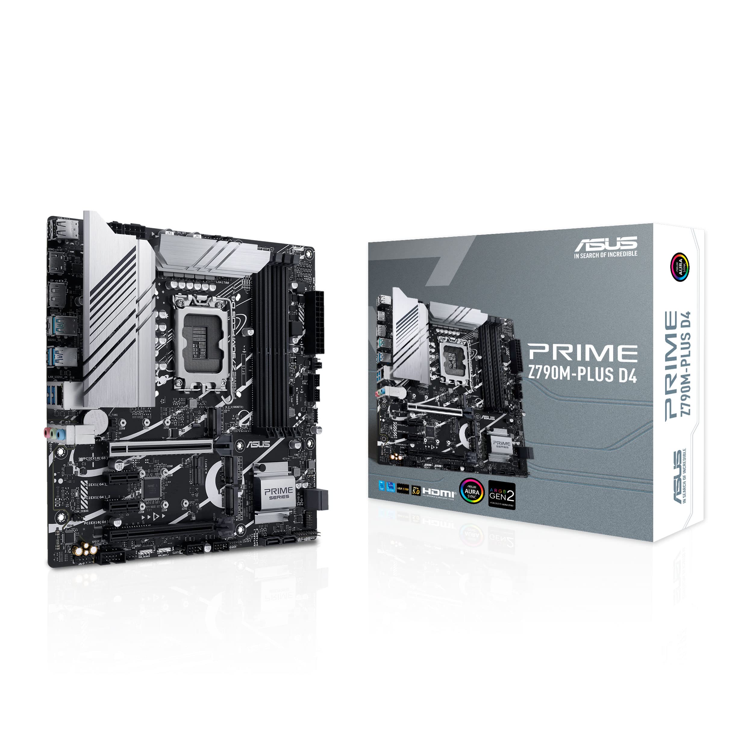 ASUS Prime Z790M-Plus D4 LGA 1700(Intel 14th,12th&13th Gen) microATX Motherboard (PCIe 5.0, 3xM.2 Slots,10+1 DrMOS,DDR4,1Gb LAN,USB 3.2 Gen 2x2 Type-C,Front USB 3.2 Gen 1 Type-C,Thunderbolt 4 USB4)