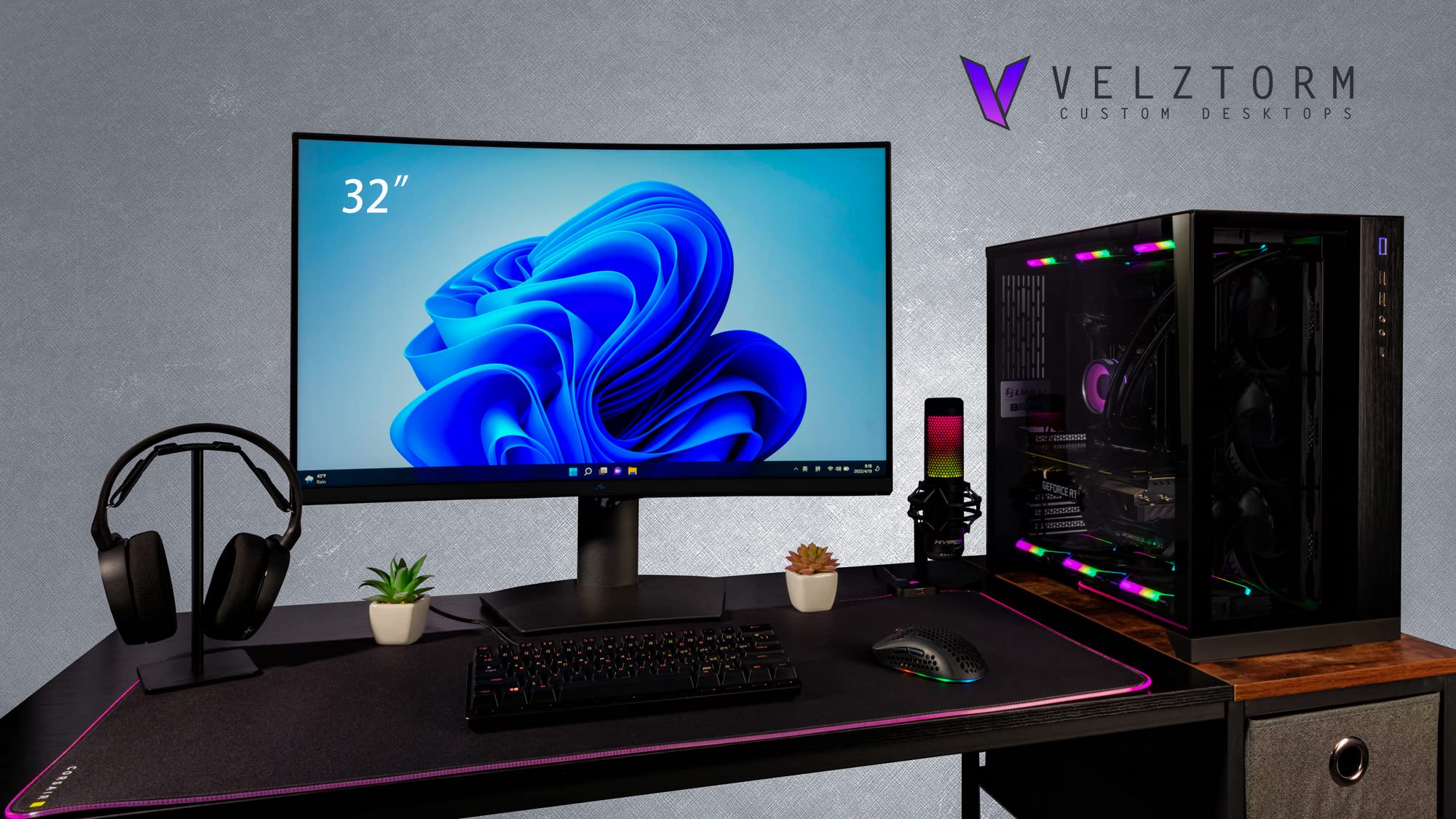 Velztorm Orix Gaming Desktop PC (Intel i9-12900K 16-Core, GeForce RTX 4090 24GB, 16GB DDR5 4800MHz RAM, 1TB PCIe SSD + 1TB HDD (3.5), WiFi, USB 3.2, HDMI, Display Port, Win 10 Home)