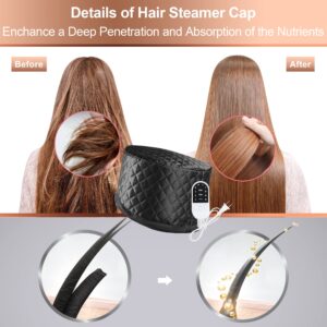 Heat Cap for Deep Conditioning, Ingeware Thermal Cap for Hair Steamer Cap for Natural Hair Portable Electric Heat Hair Spa Cap for Home Use Pattern (Solid Black)