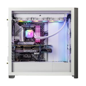 Velztorm White Aciex Gaming PC 14th Gen AI Compatible (Intel i9-14900K 24-Core, 128GB DDR5 4800MHz RAM, 8TB PCIe SSD, GeForce RTX 4090 24GB, 1000W, WiFi6, BT5.2, Win 11 Pro) VELZ0061