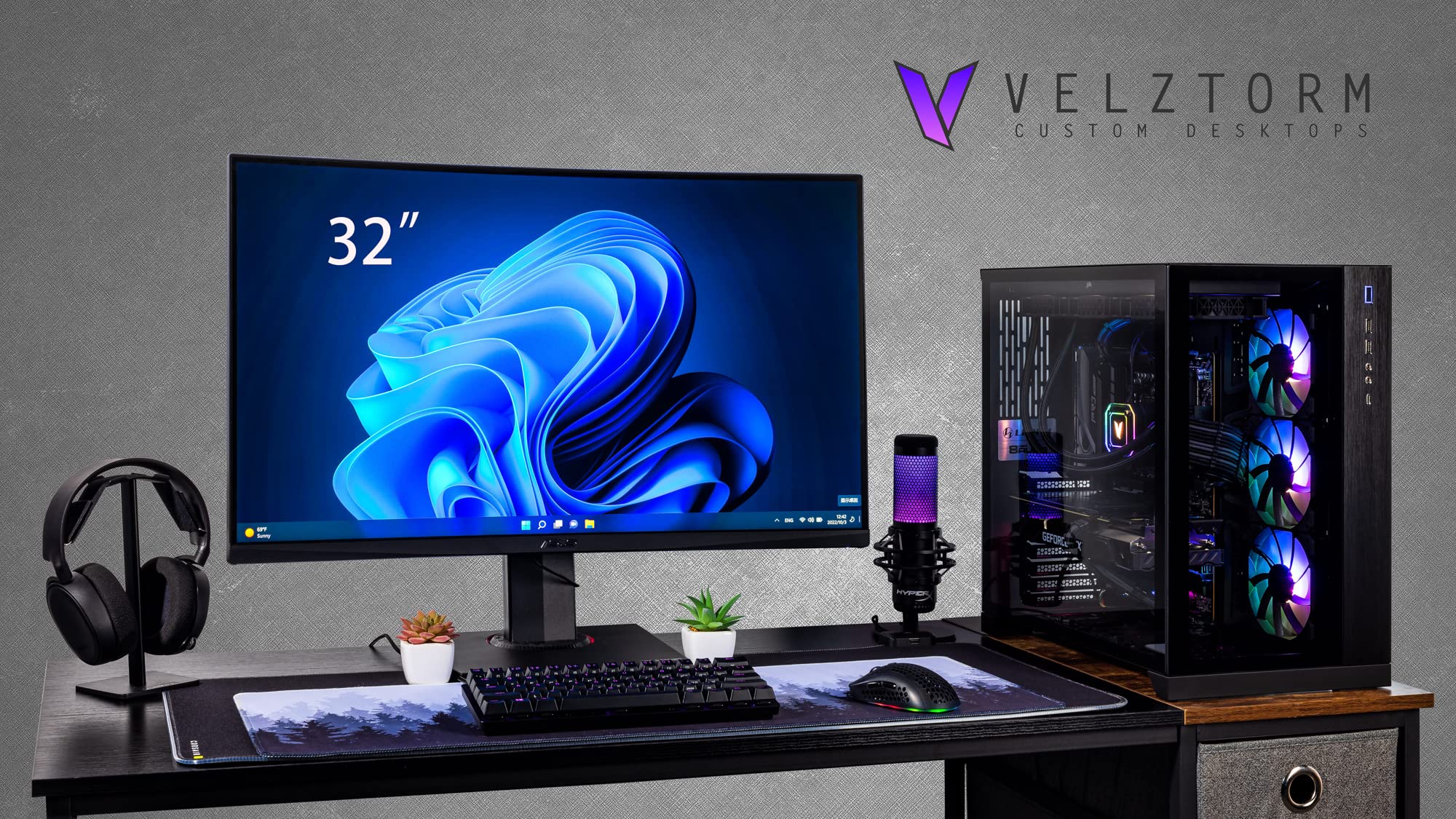 Velztorm Septex CTO Gaming Desktop PC (AMD Ryzen 7 7700X 8-Core, GeForce RTX 4090 24GB, 32GB DDR5, 2TB PCIe SSD + 6TB HDD (3.5), 360mm AIO, 1000 W PSU WiFi 6, BT 5.2, Win 10 Home) VELZ0067