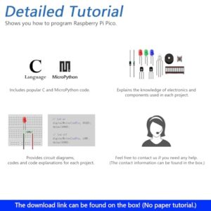 Freenove Basic Starter Kit for Raspberry Pi Pico W (Included), Dual-core Arm Cortex-M0+ Microcontroller, 386-Page Detailed Tutorial, 142 Items, 55 Projects, Python C Code