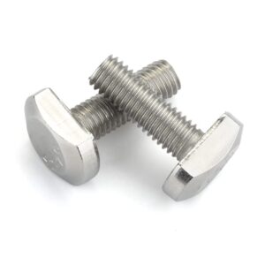 M8 x 25mm T-Slot Drop-in Stud Sliding Bolts T Shape Screws, 304 Stainless Steel 18-8, Plain Finish, Fully Threaded, 10 PCS