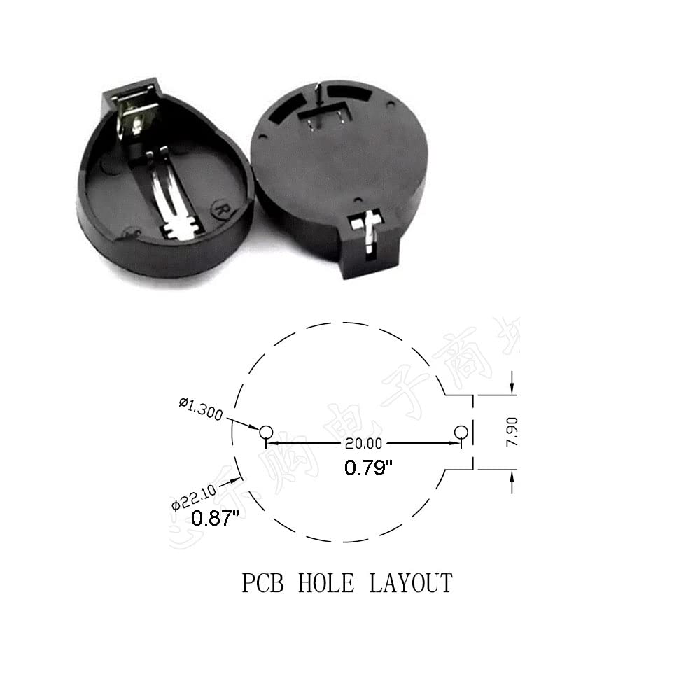 QYAJS 5PCS BS-2-1 3V CR2032 CR2025 CR2016 Coin Cell Battery Holder Socket Holder Case Black