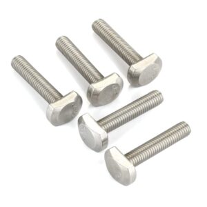 M8 x 25mm T-Slot Drop-in Stud Sliding Bolts T Shape Screws, 304 Stainless Steel 18-8, Plain Finish, Fully Threaded, 10 PCS