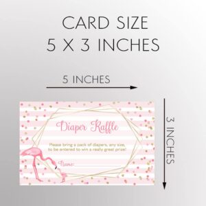 Baby Shower Diaper Raffle Tickets Diaper Wipes Raffle Ticket Insert Request Prize Flamingo Pink Gold Sparkle Girl Tropical Summer Stripes Card (50 Count)