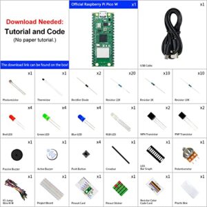 Freenove Basic Starter Kit for Raspberry Pi Pico W (Included), Dual-core Arm Cortex-M0+ Microcontroller, 386-Page Detailed Tutorial, 142 Items, 55 Projects, Python C Code