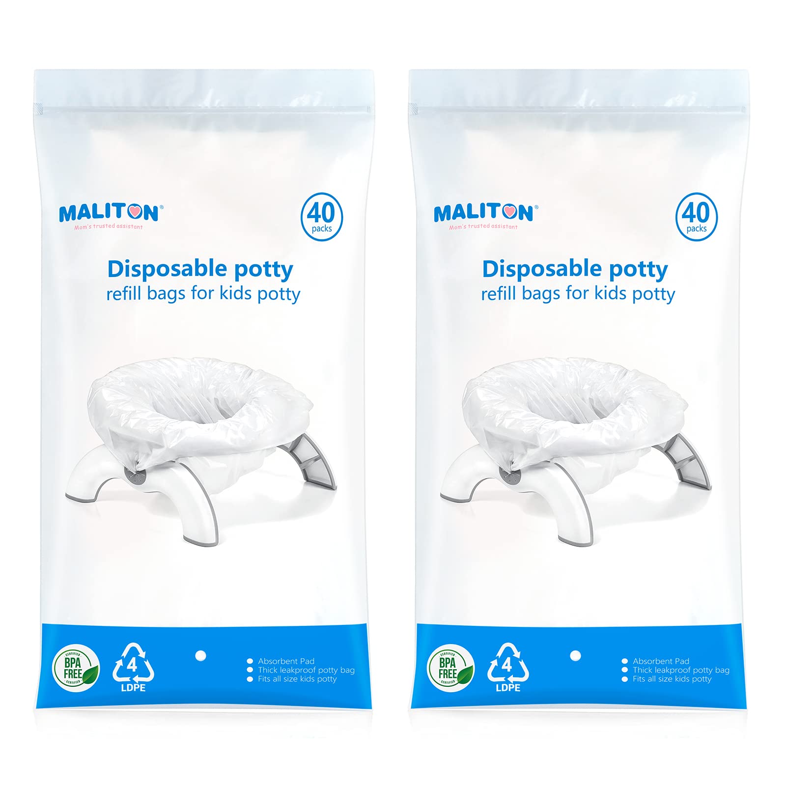 [80 Counts] Disposable OXO Potty Bags, Potty Liners for Portable Potty, Maliton Travel Potty Bags Fit for OXO Tot 2-in-1 Go Potty, Universal Travel Potty Refill Bags Fit Most Potty Chairs for Cleanup