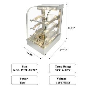 Countertop 15" Food Warmer Display Case 3 Shelf Hot Warming Showcase with Sliding Door and Water Tray,Commercial (15"(Silver))