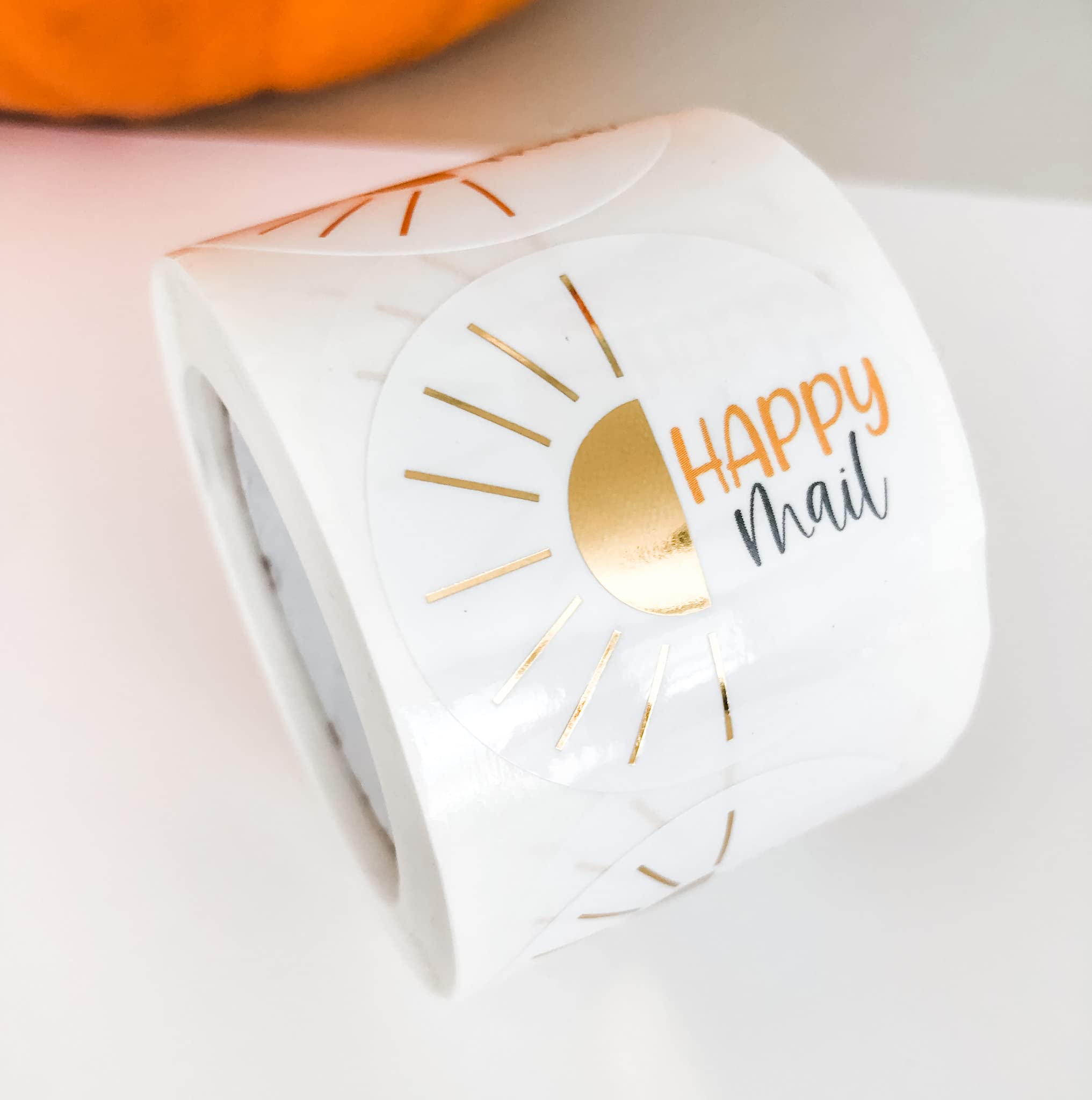 Mailed It 1.5 Inch Gold Boho Happy Mail Sun© Stickers - 250 Per Roll - for Small Business (Happy Mail Sun, 1 Roll)