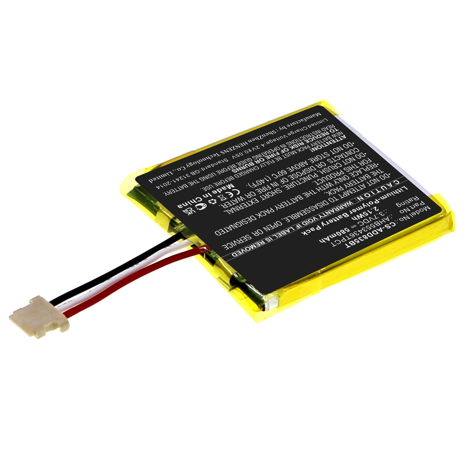 henhaoro Battery for ADT Wireless HD Doorbell Camera DBC835 DBC835-V2 AHB553436TPCT Replacement