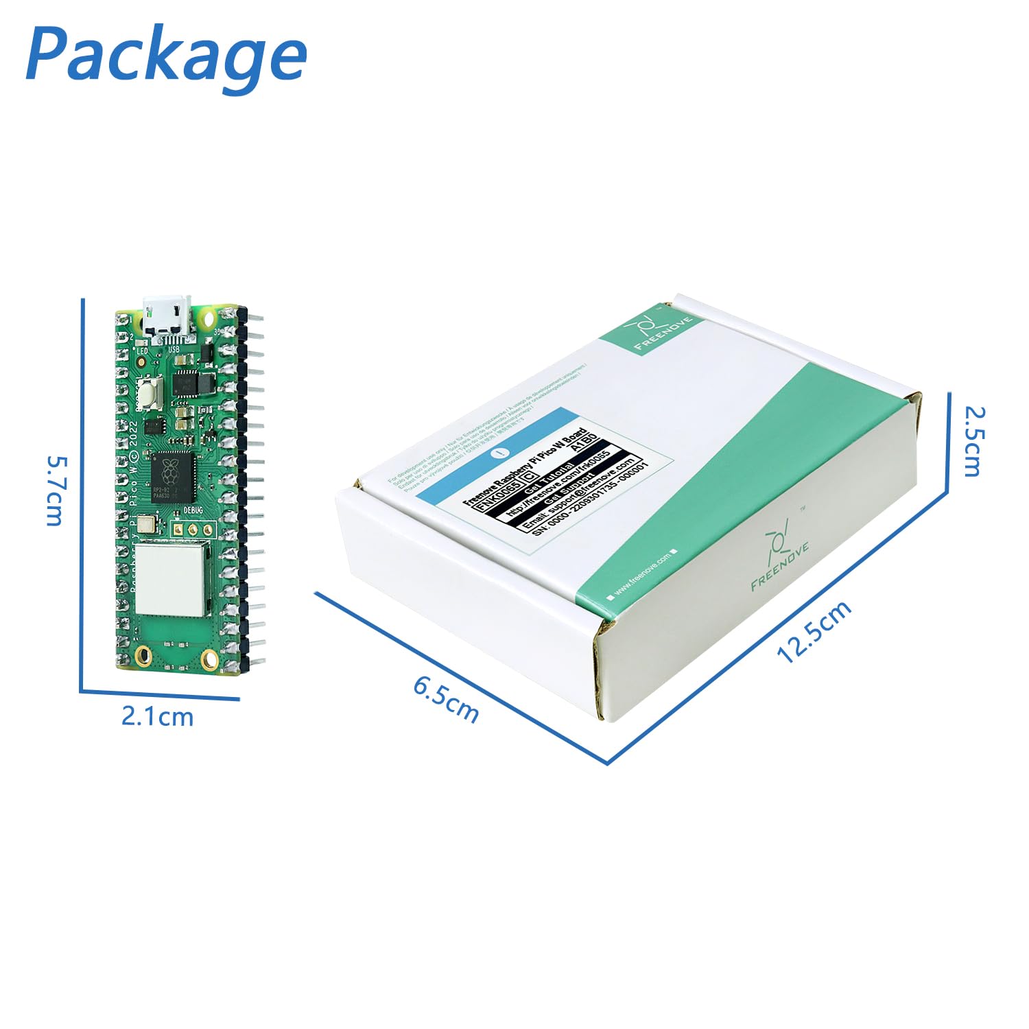 Freenove Raspberry Pi Pico W (Compatible with Arduino IDE) Pre-Soldered Header, Dual-core Arm Cortex-M0+ Microcontroller, Development Board, Python C Java Code, Tutorial Example Projects