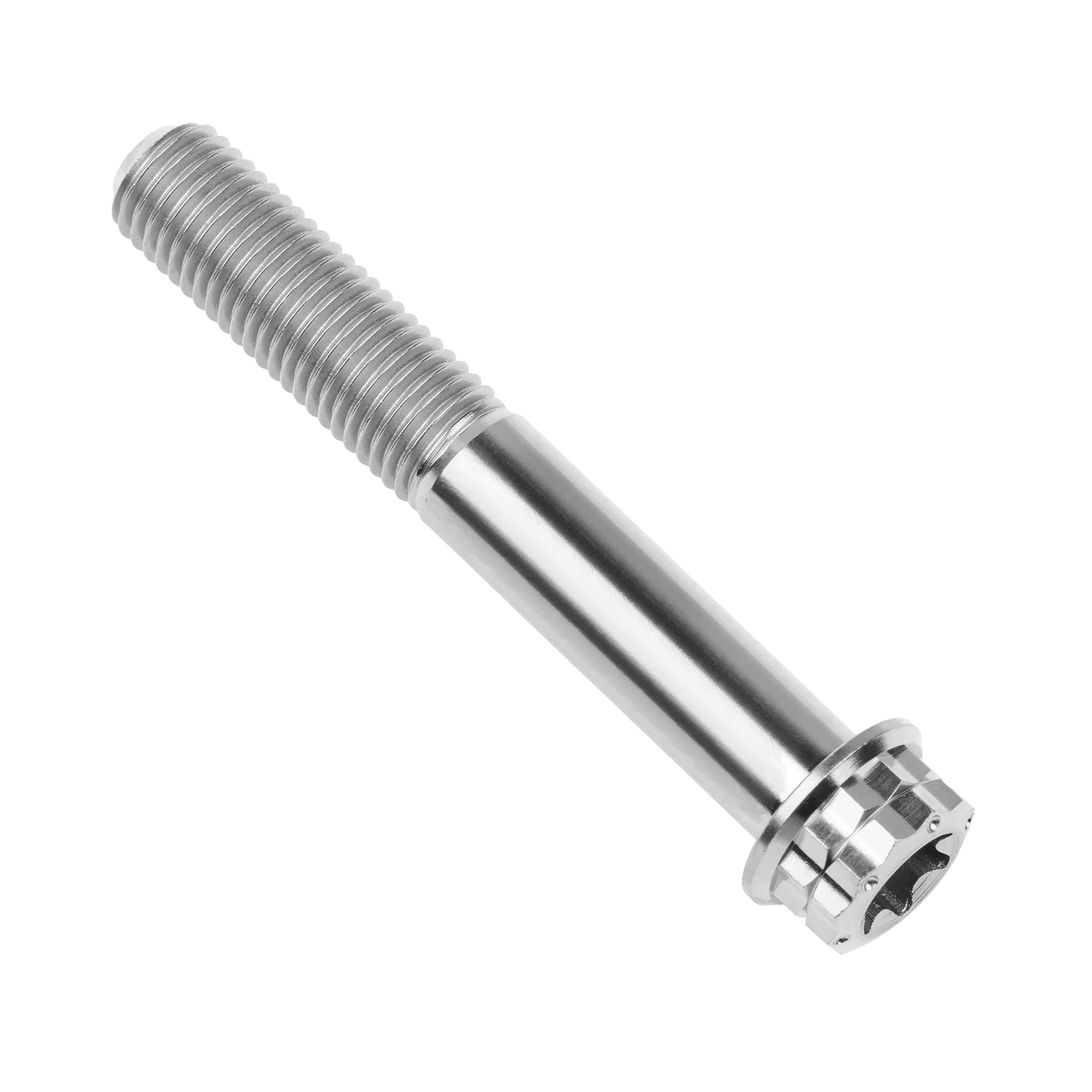 Wanyifa Titanium Flange 12 Point Head M10 x20 25 30 35 40 45 50 55 60 65 70 mm Bolt Screw Pack of 4 (M10x70mm Pitch 1.25mm, Silver)