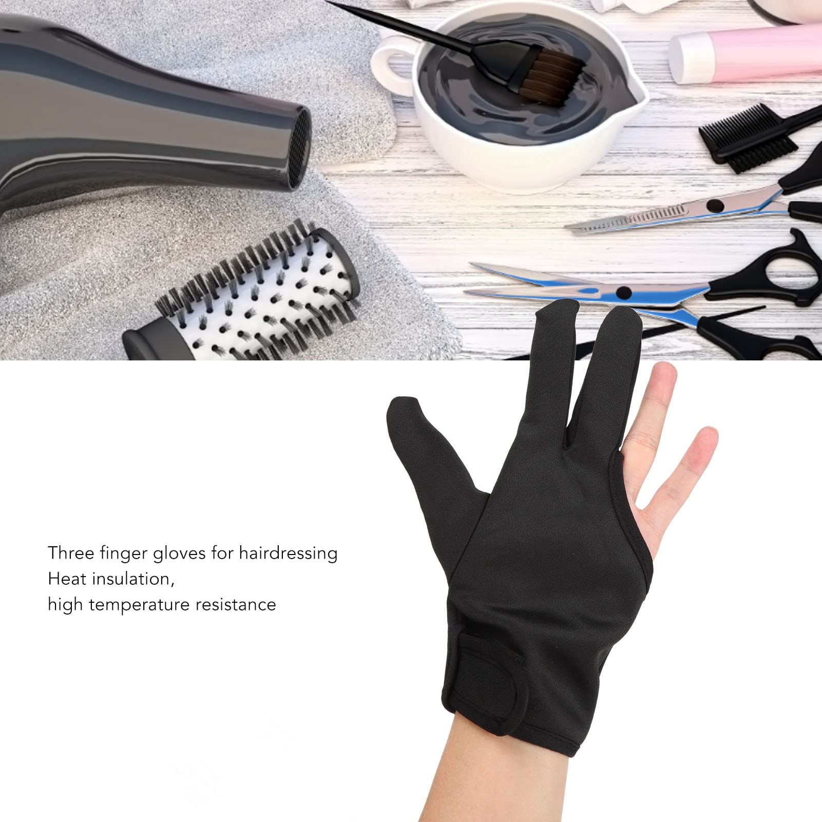 ZJchao Heat Resistant Gloves for Hair Styling, 2Pcs 3 Finger Barber Glove Insulated Hair Styling Heat Protector Glove Mittens Gloves Hairdressing Tools for Hair Curling Perming