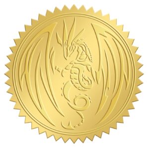 craspire 2" gold foil sticker dragon 100pcs certificate seals gold embossed round embossed foil seal stickers for envelopes invitation card diplomas awards graduation celebration