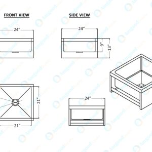 Stainless Steel Floor Mop Sink | 24" x 24" x 13" Sink | 304 Stainless Steel | NSF