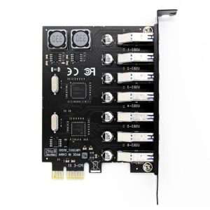 Dracaena 7 Ports USB 3.0 PCI Express USB Expansion Card,USB 3.0 7 Ports Expansion Card,Connect 7 Devices Expanded,Not Compatible with PCIe Riser,Support Desktop PC, Linux/WindowsXP/ 7/8/ 8.1/10