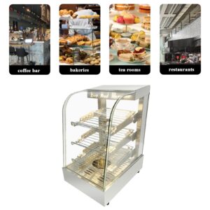 Countertop 15" Food Warmer Display Case 3 Shelf Hot Warming Showcase with Sliding Door and Water Tray,Commercial (15"(Silver))