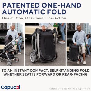 Capucci Velos Stroller - Premium Modular & Comfort, Self Standing with One Hand Auto Fold, Versatile Seat Options Baby Stroller with Car Seat Adapter and Ample Storage, Classic Gray