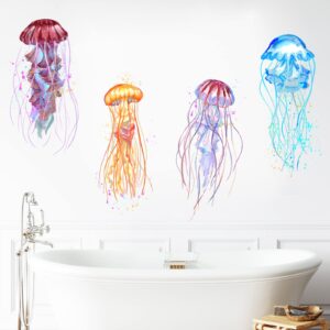 royolam colorful beautiful separate jellyfishes wall decal nursery sea animal marine organism wall sticker removable peel and stick waterproof wall art decor stickers for kids baby classroom living