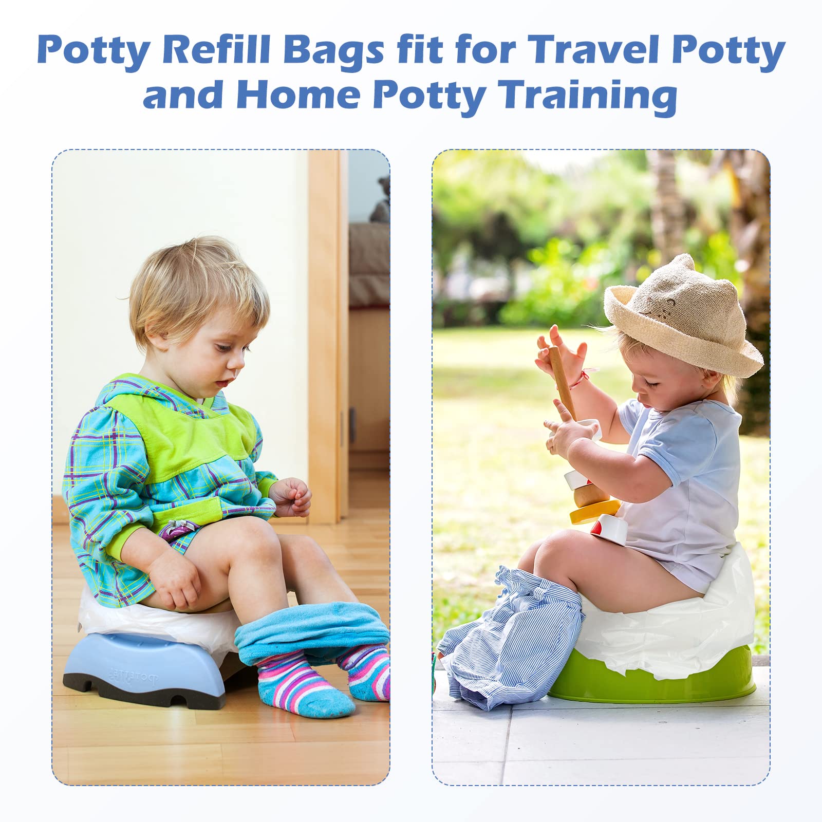 [80 Counts] Disposable OXO Potty Bags, Potty Liners for Portable Potty, Maliton Travel Potty Bags Fit for OXO Tot 2-in-1 Go Potty, Universal Travel Potty Refill Bags Fit Most Potty Chairs for Cleanup