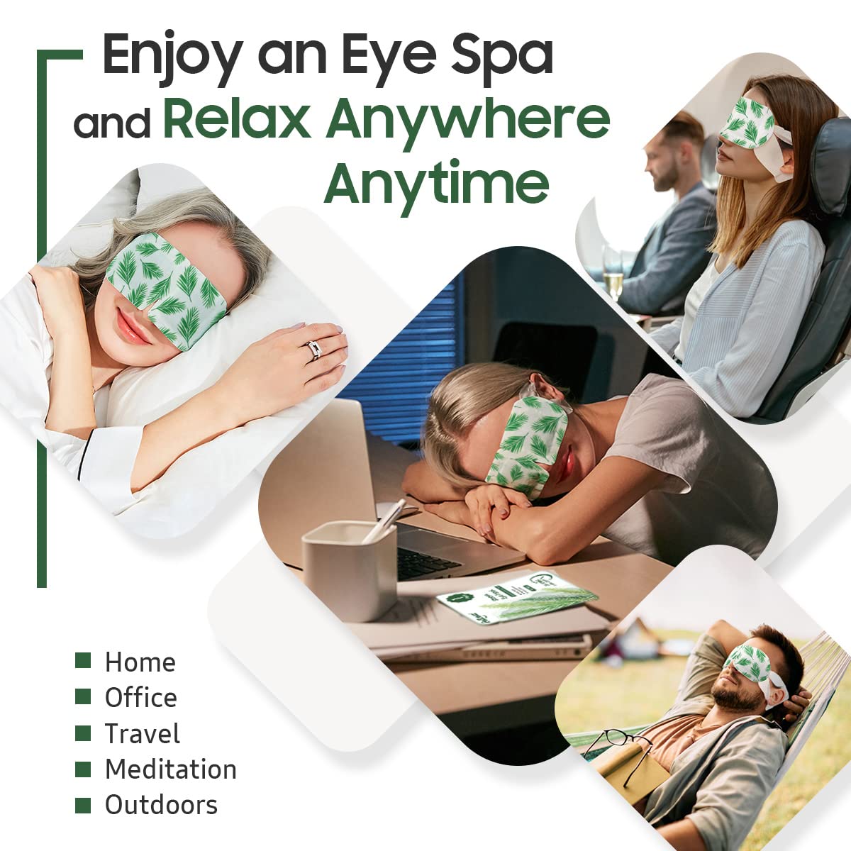 BeHoomi Steam Eye Mask, 10 Packs Heated Eye Mask, Self Heating Disposable SPA Warm Compress for Eyes Sleep Mask, Soothing Moist Heat Eye Masks, Travel Essentials & Relaxation Gifts (Tea Tree Scent)