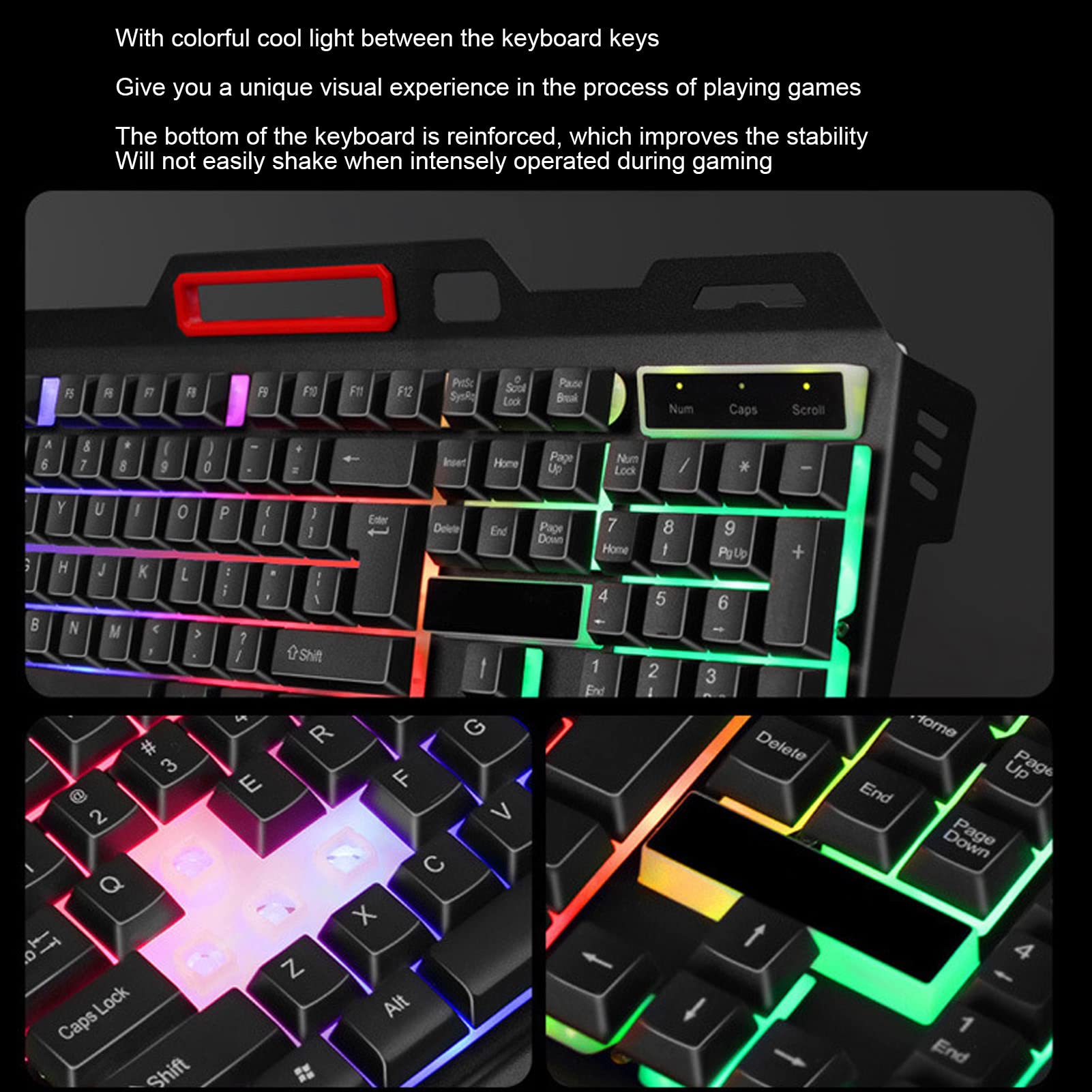 Acogedor Gaming Keyboard and Mouse Combo, Colorful RGB Lighting 104 Keys USB Wired Mechanical Feeling Keyboard Wired Gaming Mice for 7 8 10