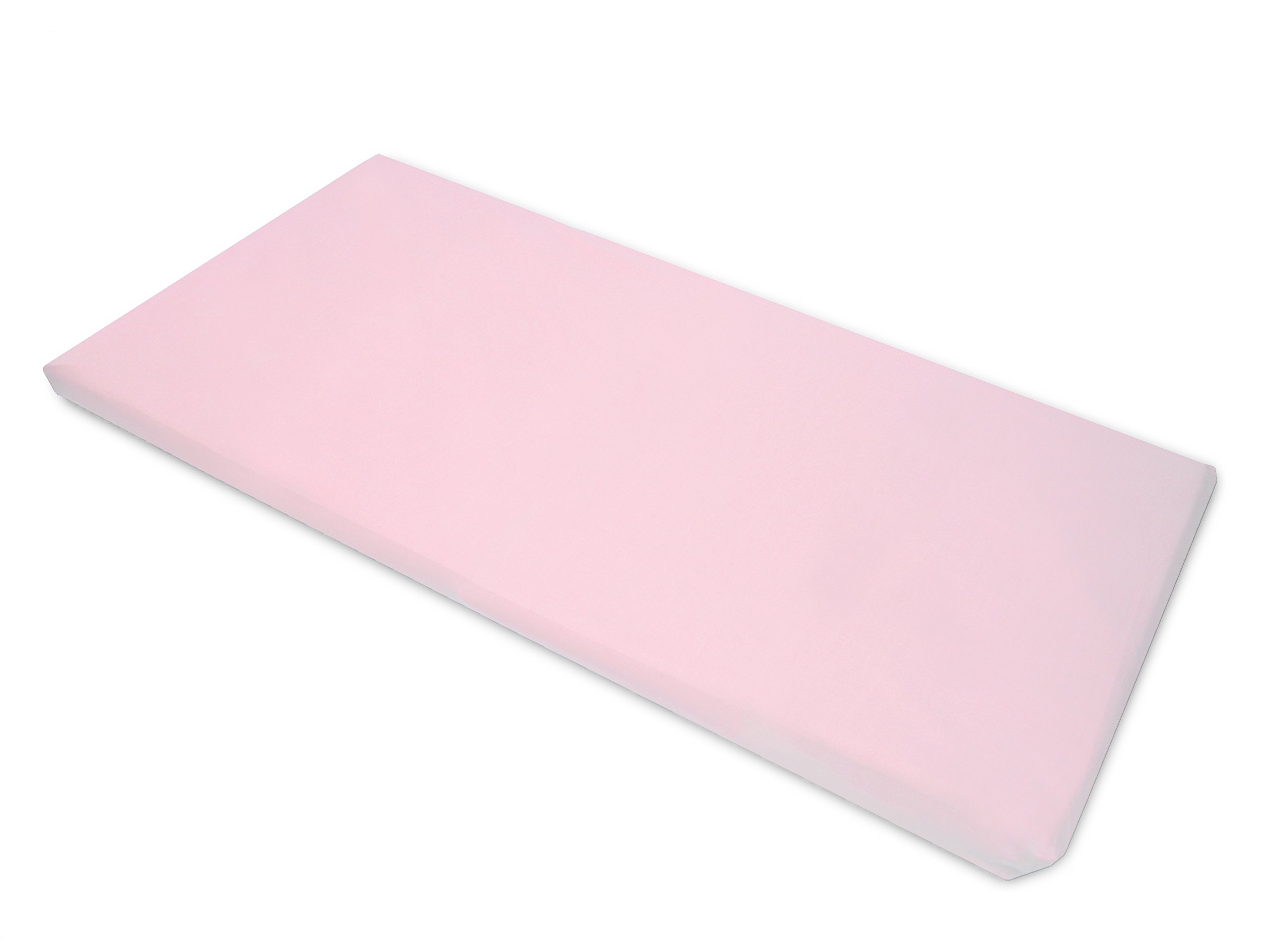 ECR4Kids-ELR-0575 Premium 3-Fold Daycare Rest Mat, Blue and Red (2" Thick) & American Baby Company 100% Natural Cotton Percale Fitted Day Care Mat Sheet, Pink, 1 Count (Pack of 1)